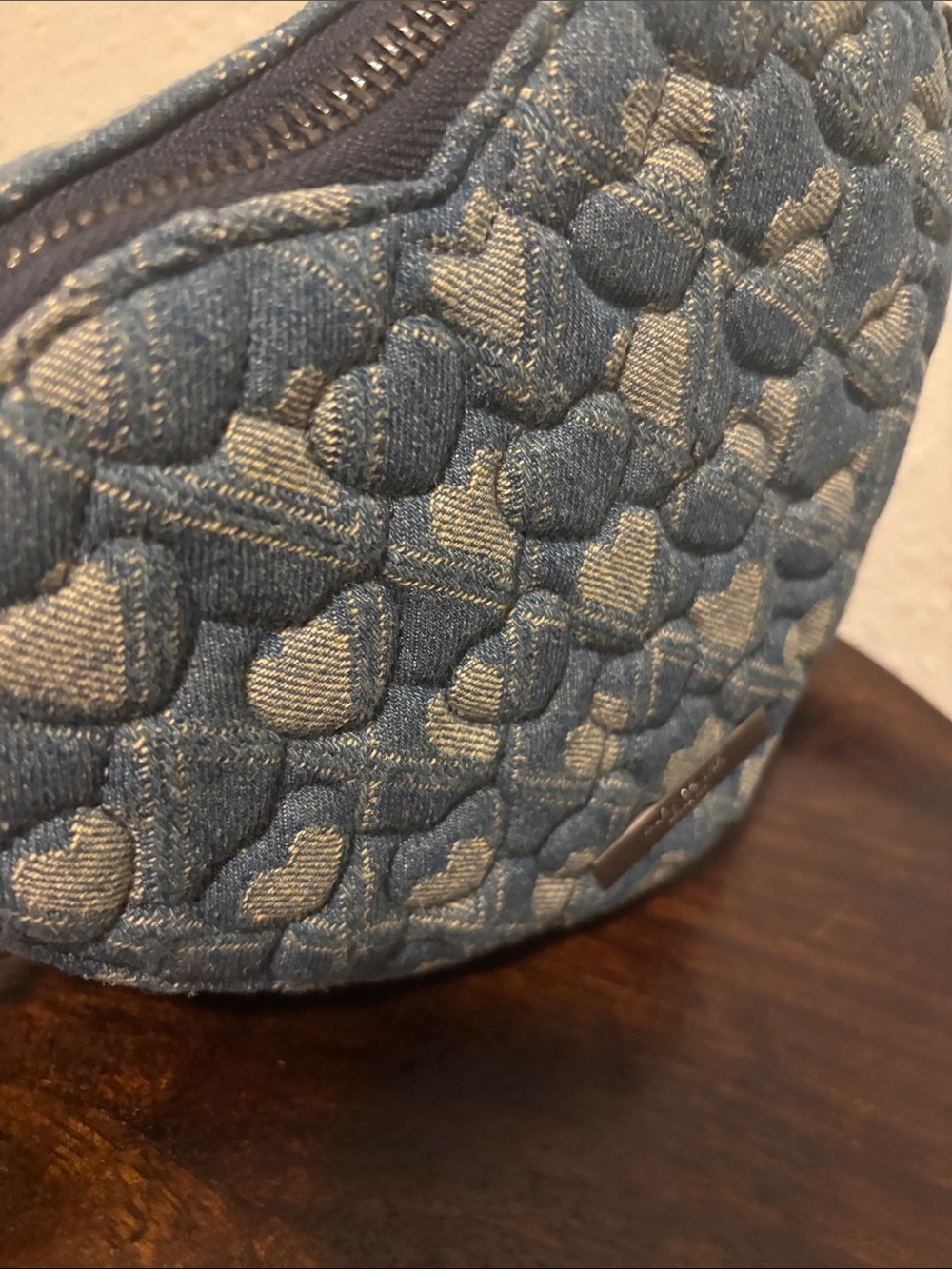 Kurt Geiger Blue Heart Quilted Denim Crossbody Bag - Picture 7 of 10